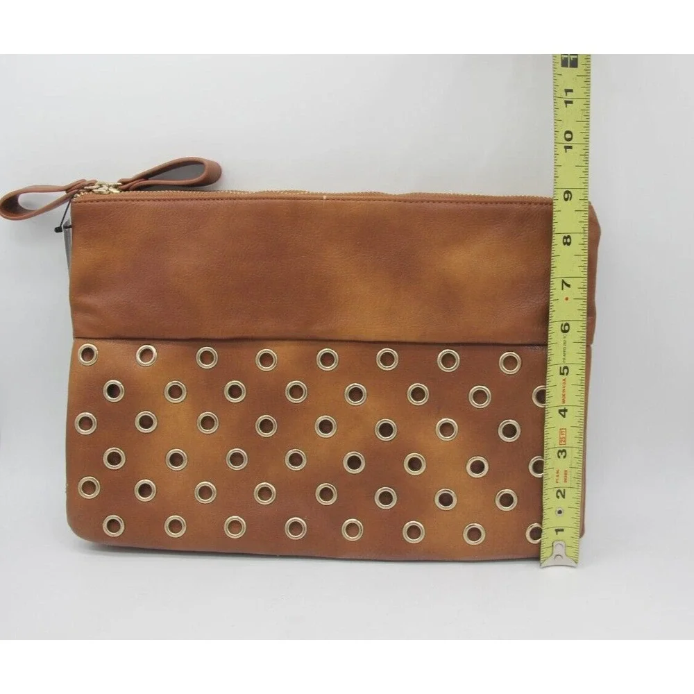 Chico's Women's Jamie Clutch Brown Zipper Purse w/ Gold Groments NWT $99